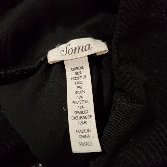 Soma Black Chiffon Lace Camisole Womens Size S Sleeveless Intimates Sleepwear - Picture 7 of 9